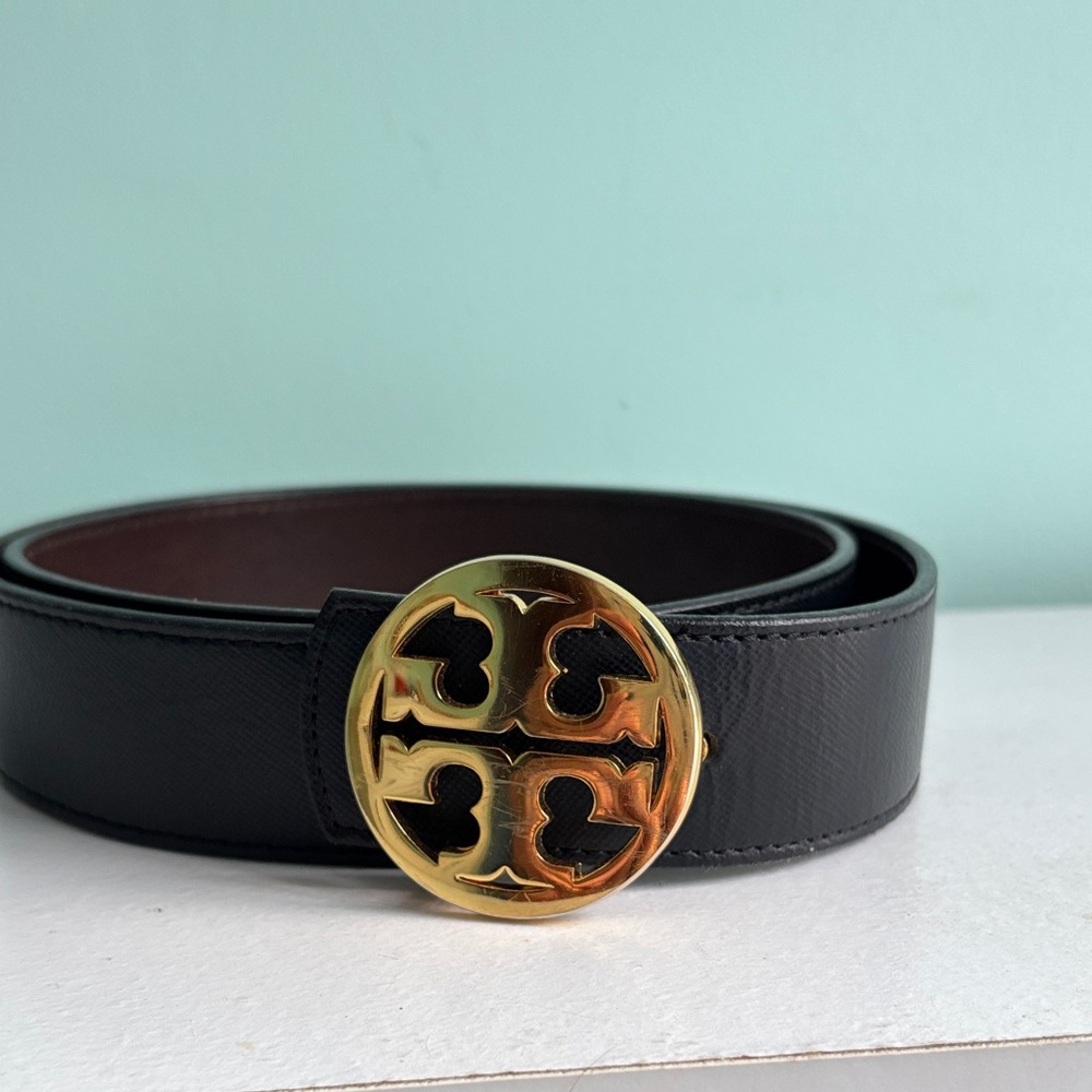 Tory Burch Black Belt with Gold Emblem